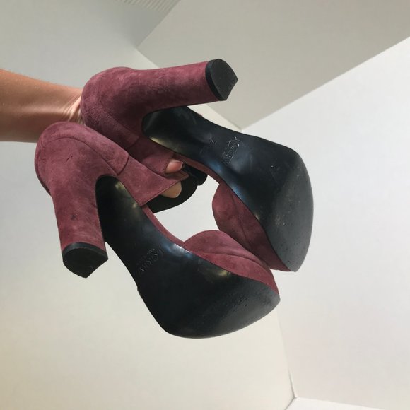 J. Crew 7 Italian Suede Platform Mary Janes Heels - Picture 5 of 8